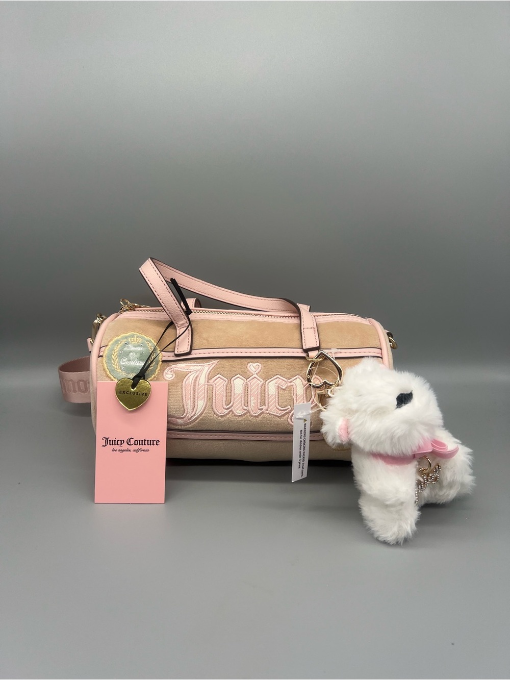 Juicy couture study in style barrel bag purse
